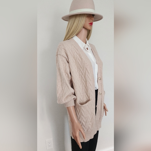 SEVEN WONDERS SWEATER KNITTED BUTTON SIDE POCKET SHORT CARDIGAN MEDIUM - Picture 5 of 14